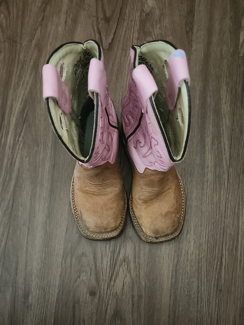 Girls Pink Shaft Brown Leather Boots Size 9